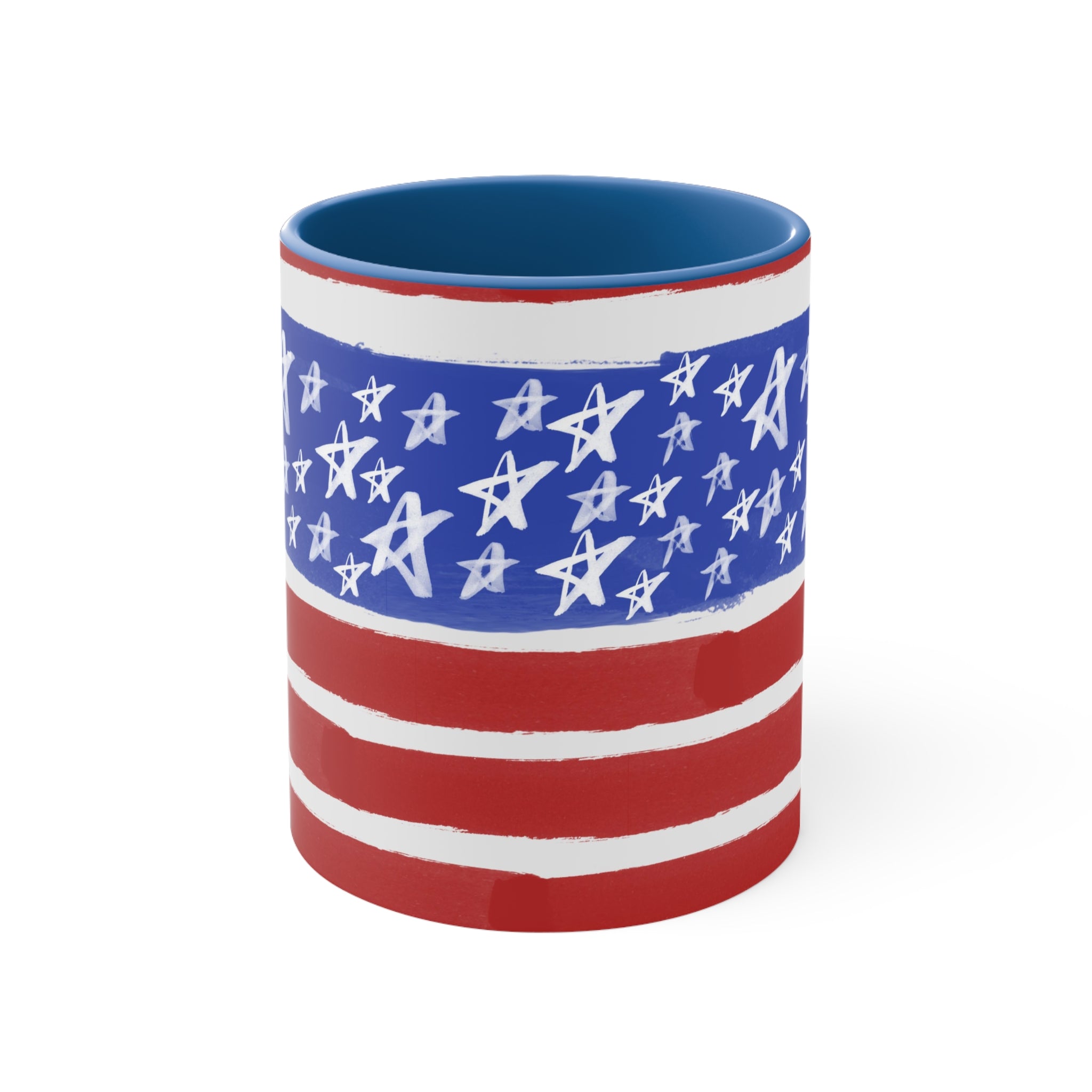 American Flag Themed Accent Coffee Mug, 11oz - Blue
