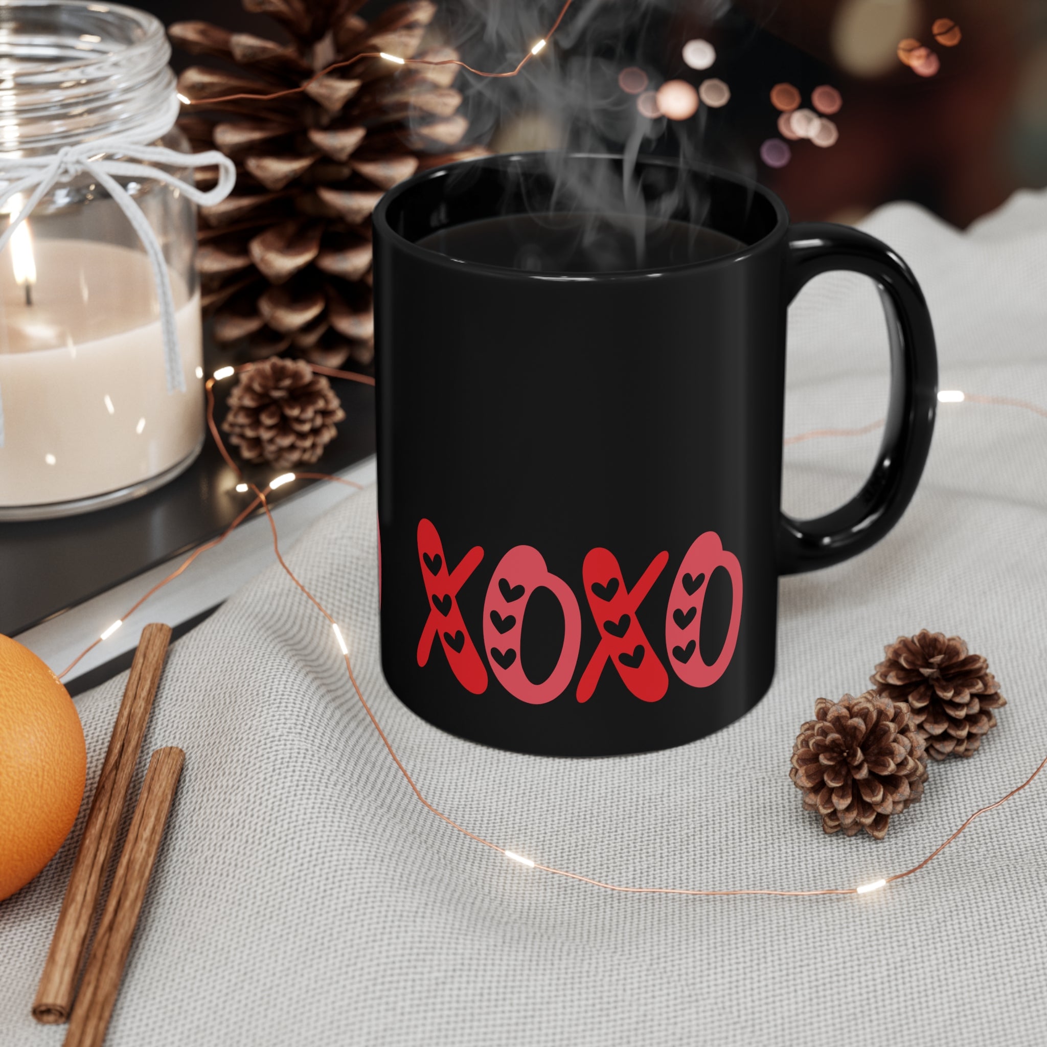 XOXO Valentines Day 11oz Black Mug