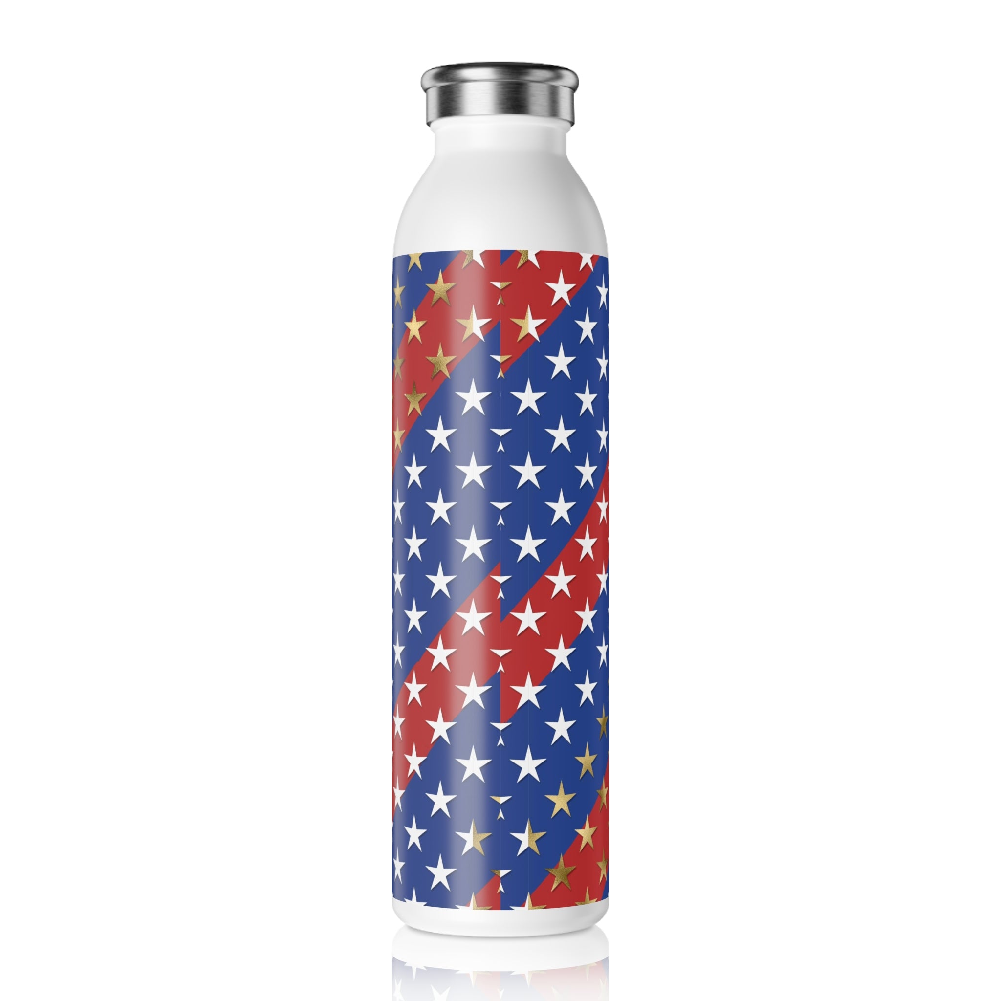 American Flag Themed Stars & Stripes Slim Water Bottle - 20oz
