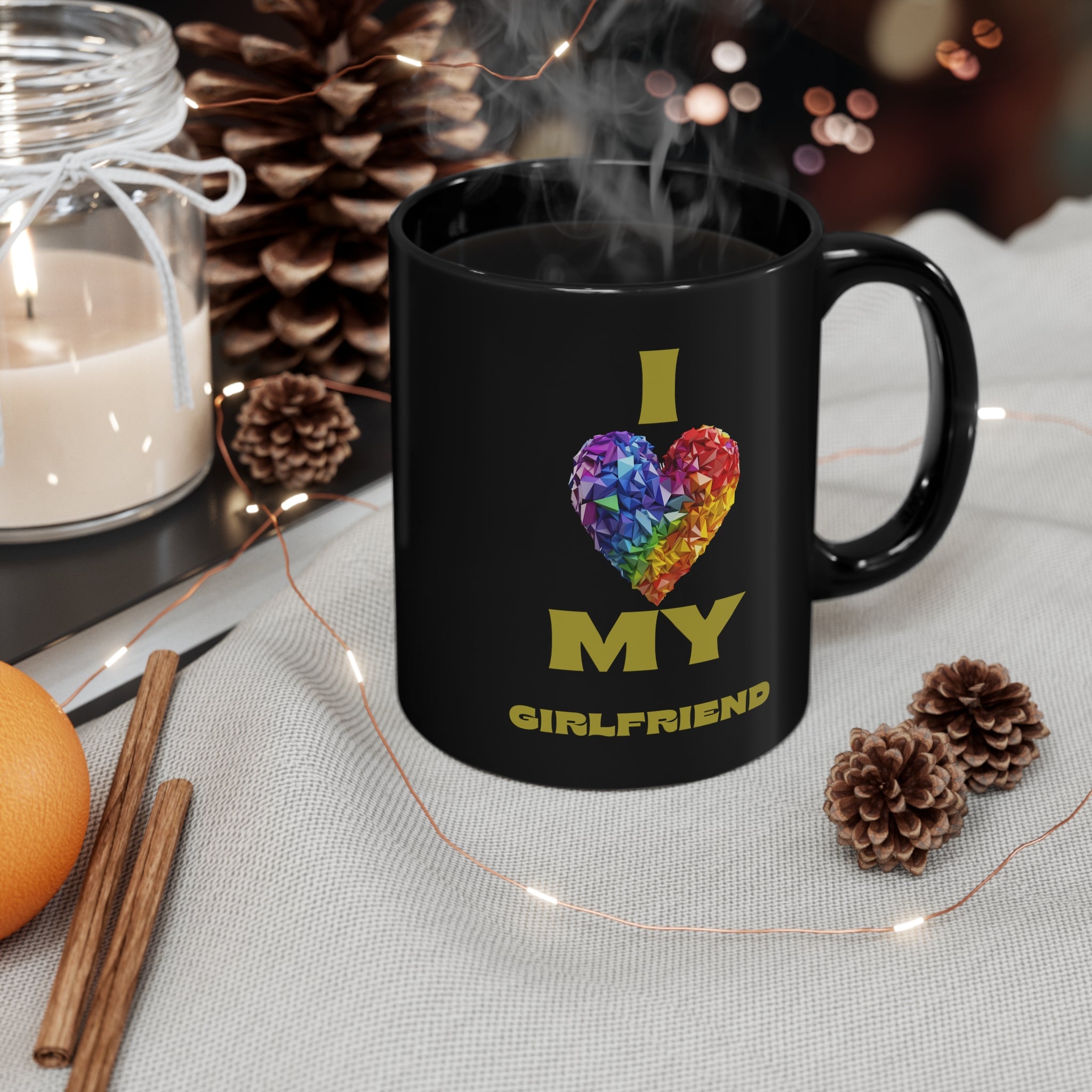 I Love My Girlfriend 11oz Black Mug - 11oz