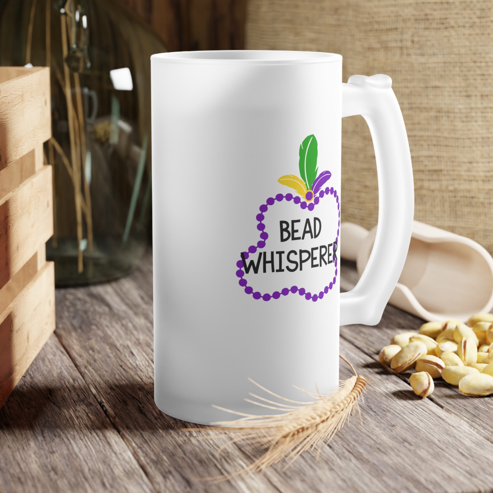 Bead Whisperer Frosted Glass Beer Mug