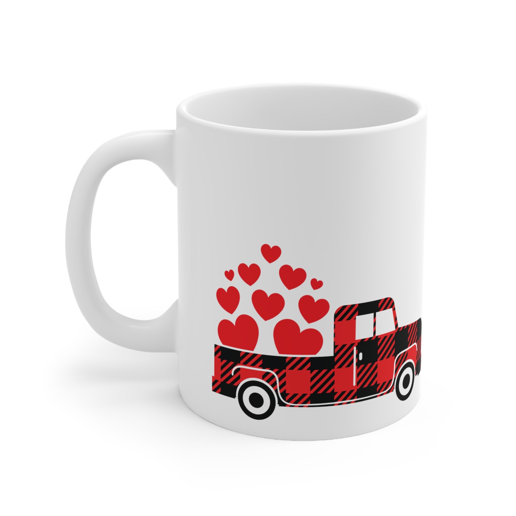 Valentine Truck with Hearts Ceramic Mug 11oz