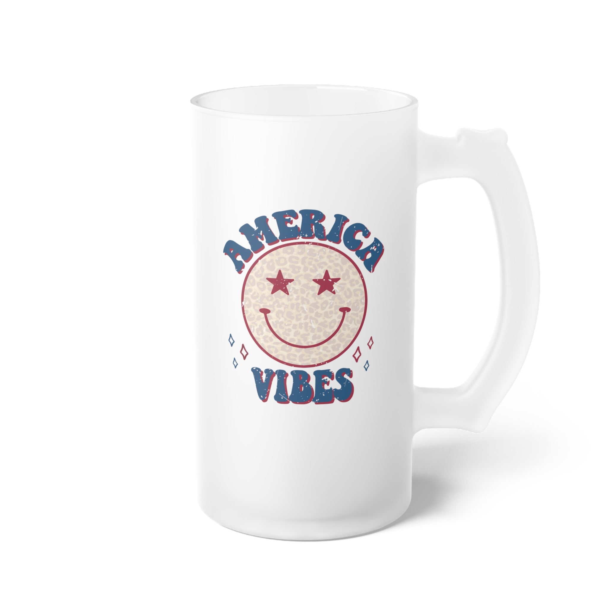 America Vibes Frosted Glass Beer Mug