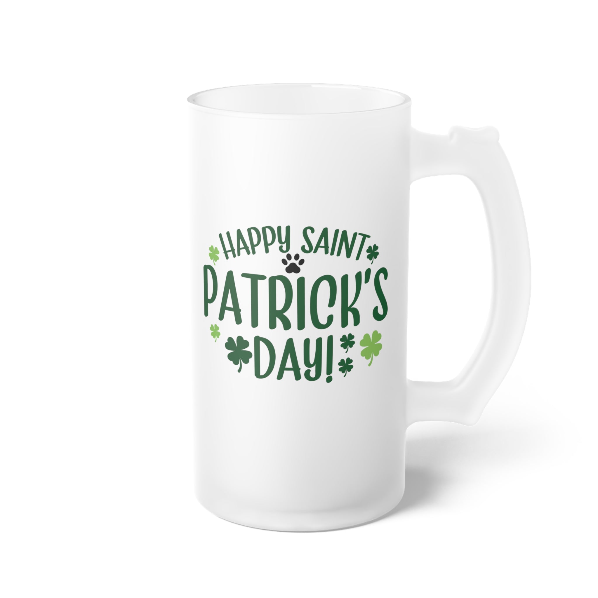Happy St Patrick's Day Frosted Glass Beer Mug