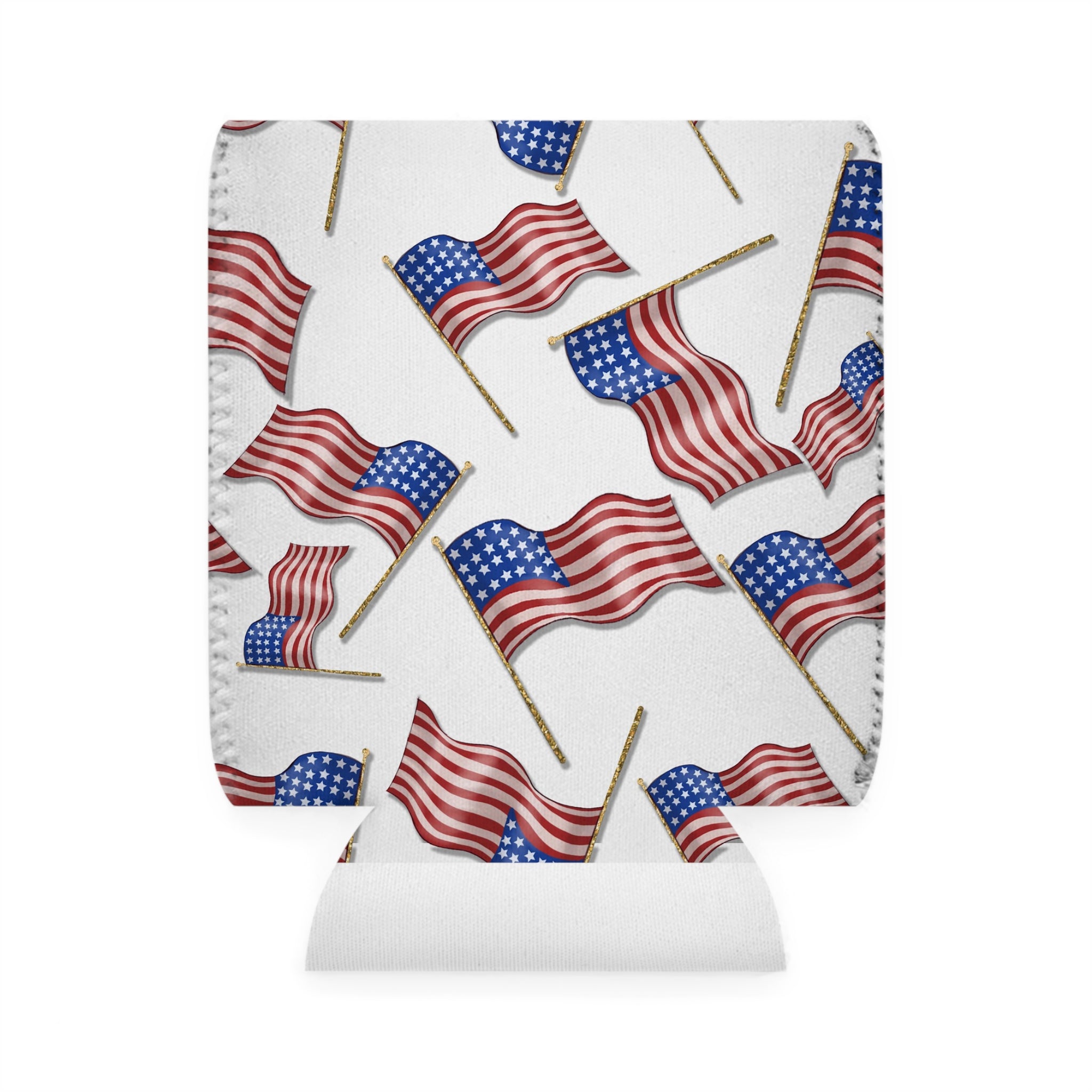 American Flag Themed Stars & Stripes Can Cooler Sleeve - One size