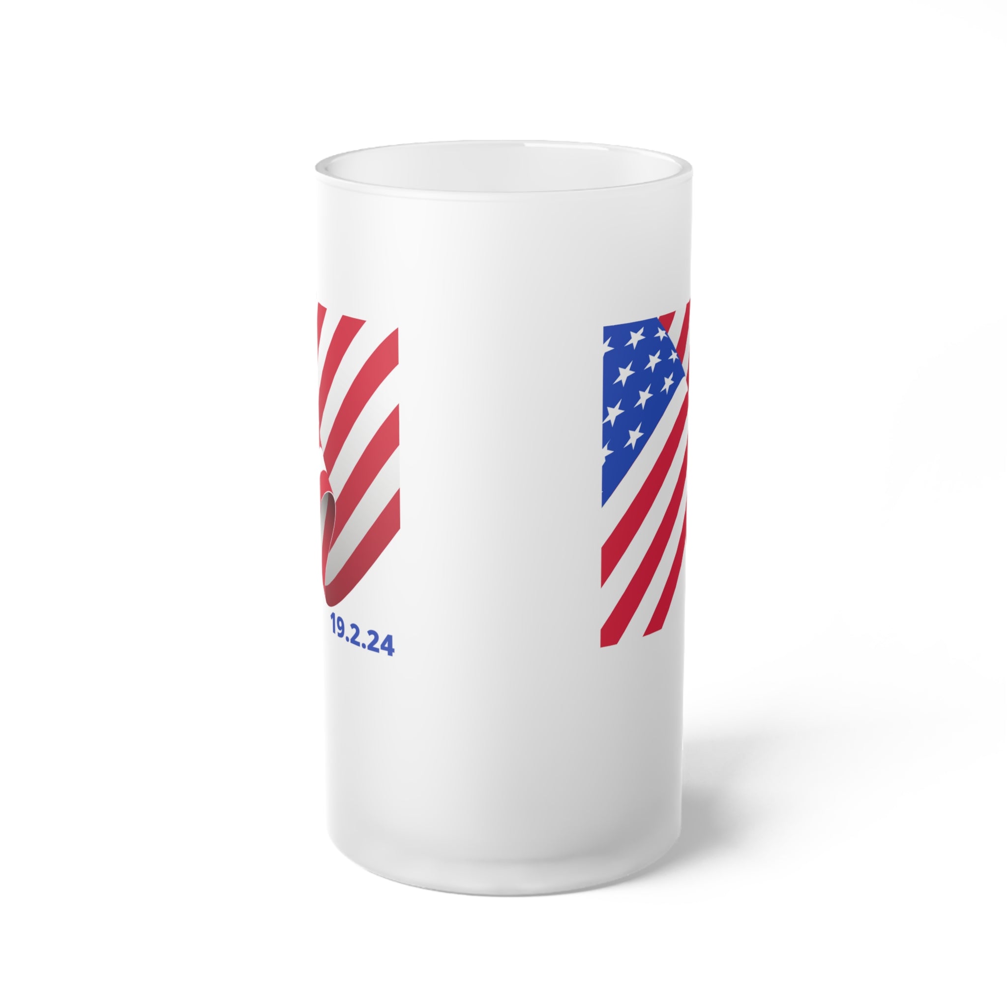 Happy President's Day 2024 Frosted Glass Beer Mug - 16oz