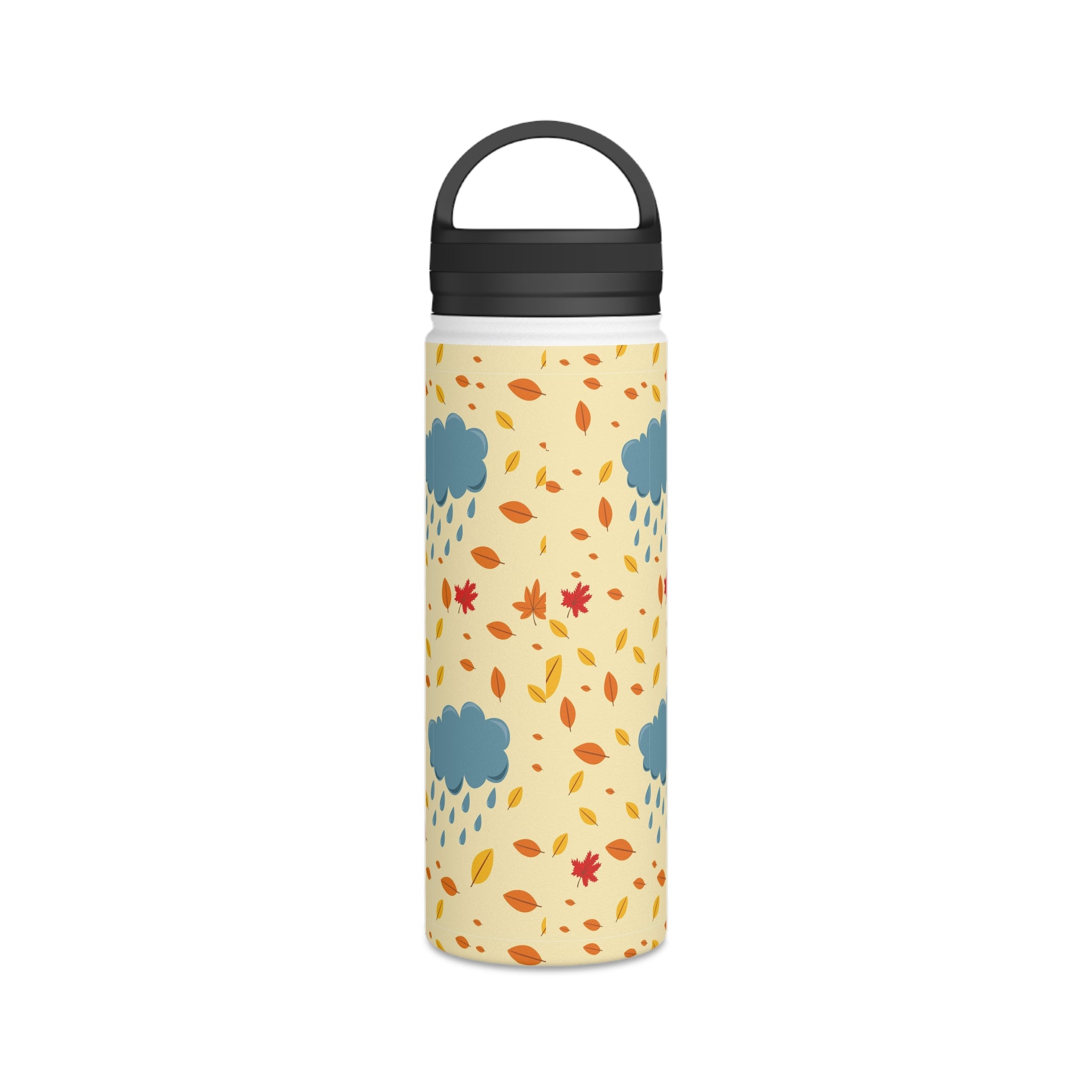 Back To School Clouds & Leaves Stainless Steel Water Bottle, Handle Lid