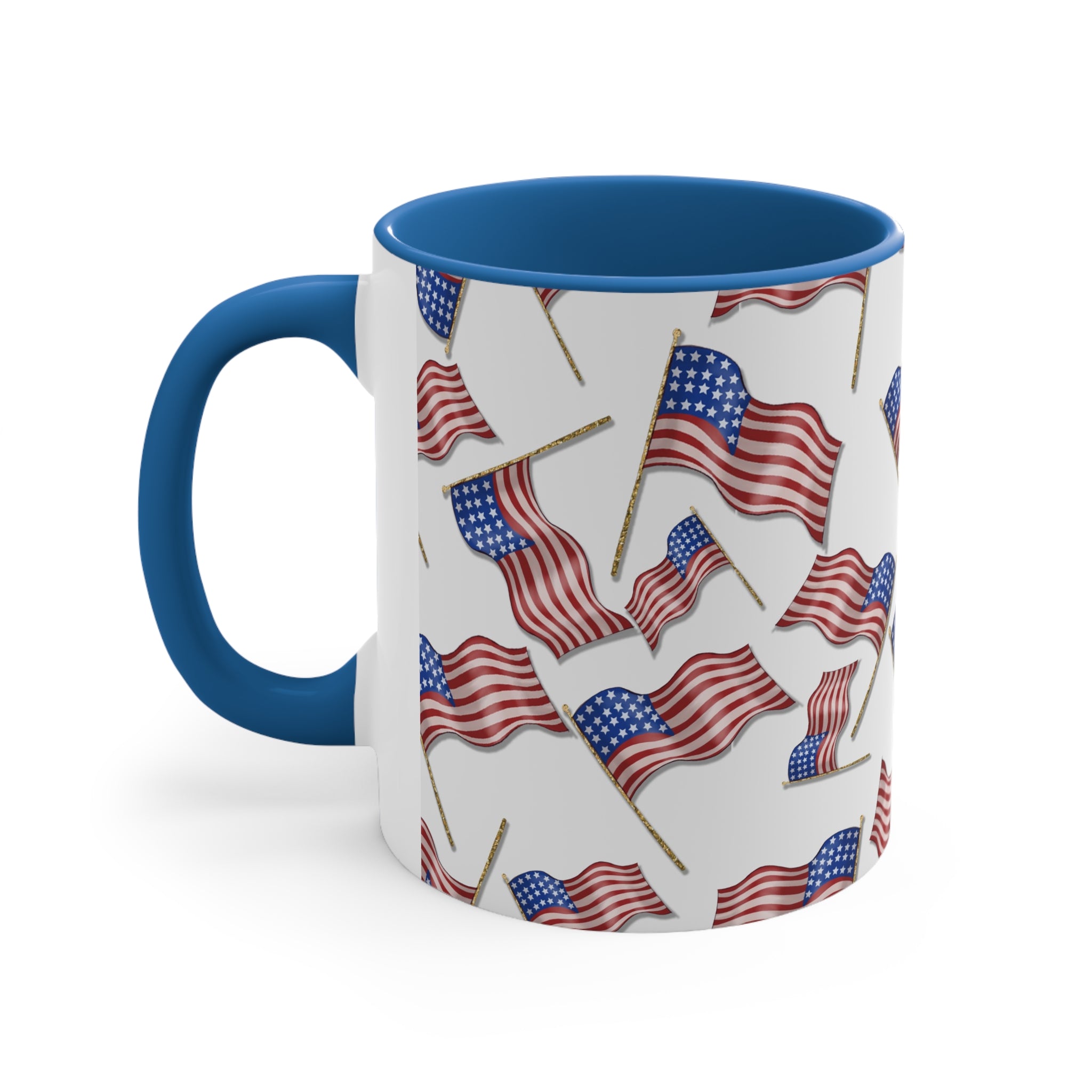 American Flag Themed Accent Coffee Mug, 11oz - 11oz